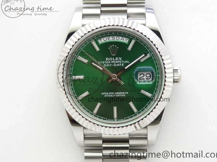 Markers 40mm SS Bracelet Green 228239 SS Stick 904 Version Dial Day-Date Dial A2836 on President New BP 0714